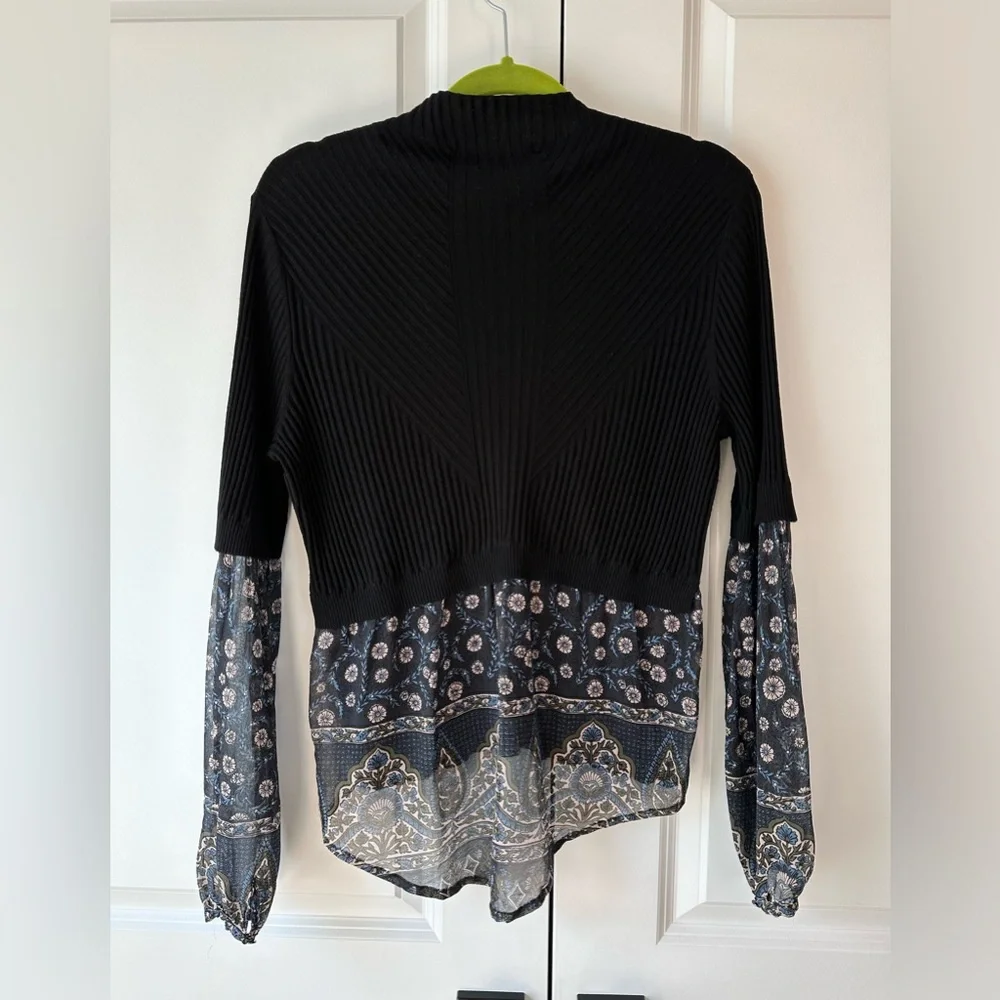 Veronica Beard Moon Mixed Media Sweater Black (Size L)
